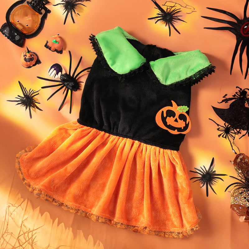 Classic Pumpkin Pet Halloween Skirt